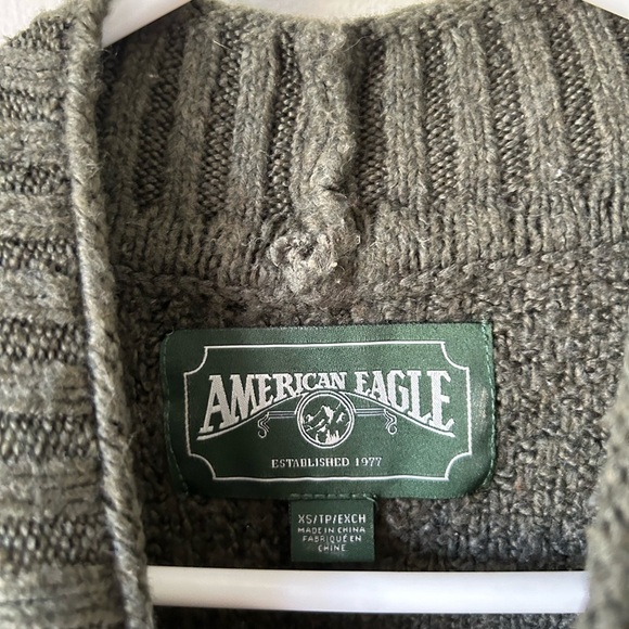 American Eagle Vintage  Green Knit Mock Neck Sweater - Picture 3 of 3